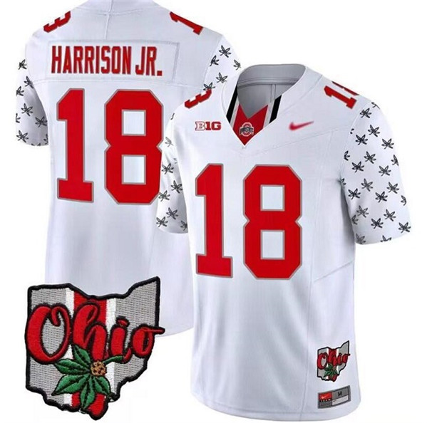 Men's Ohio State Buckeyes #18 Marvin Harrison JR. White 2023 F.U.S.E. Limited Stitched Jersey